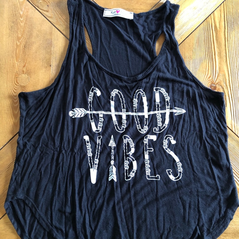 Good Vibes black tank top